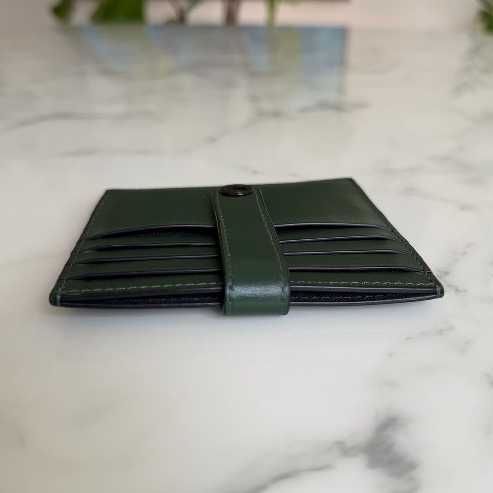 Coach Heritage Card Case Dark Clover Green Leather Snap Wallet C3162 Unisex - Picture 10 of 11